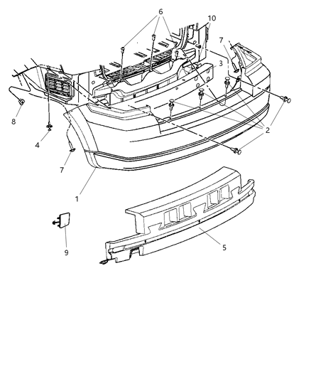 2011 Dodge Caliber Fascia, Rear Diagram