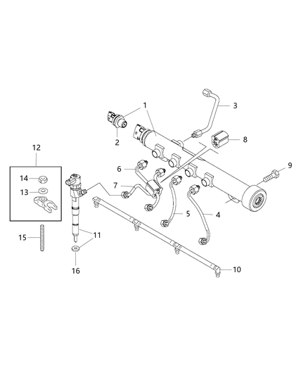 TUBE-FUEL INJECTOR SUPPLY Diagram for 68425319AA