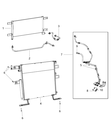 2013 Ram 3500 Pickup Transmission Oil Cooler & Lines Diagram
