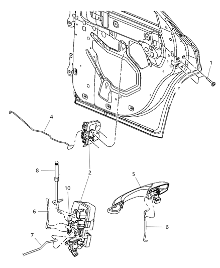 2005 Dodge Magnum Door, Rear Exterior Handle & Links Diagram