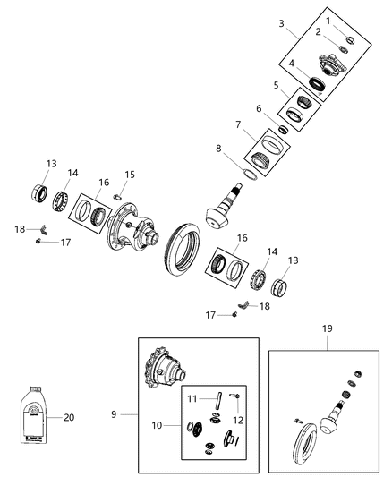 2020 Ram 3500 Differential Assembly, Front Diagram