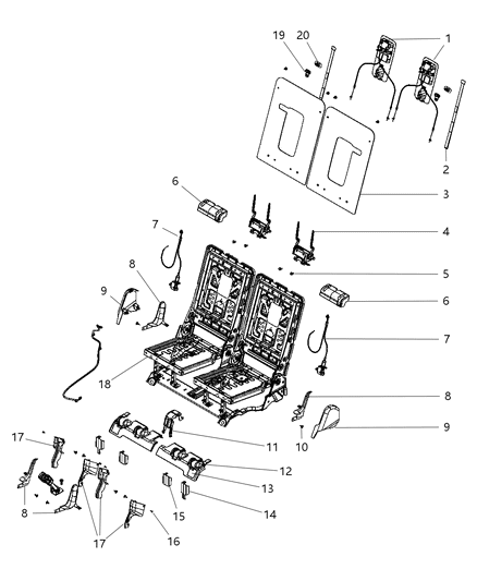 2011 Dodge Durango HEADREST-Third Row Diagram for 1UP08DX9AA