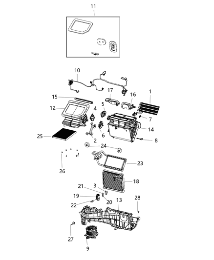 2020 Jeep Wrangler A/C & Heater Unit Diagram 1