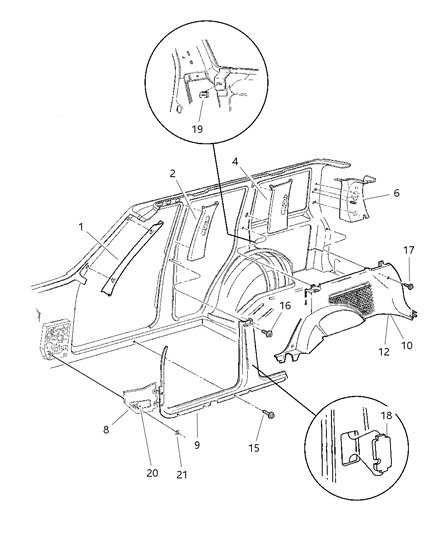 1998 Jeep Grand Cherokee Molding-C Pillar Diagram for 5FM57LAZAB