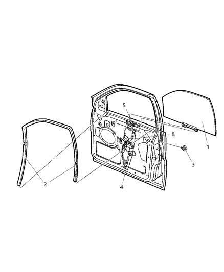 2000 Jeep Grand Cherokee Door, Front Glass & Regulators Diagram