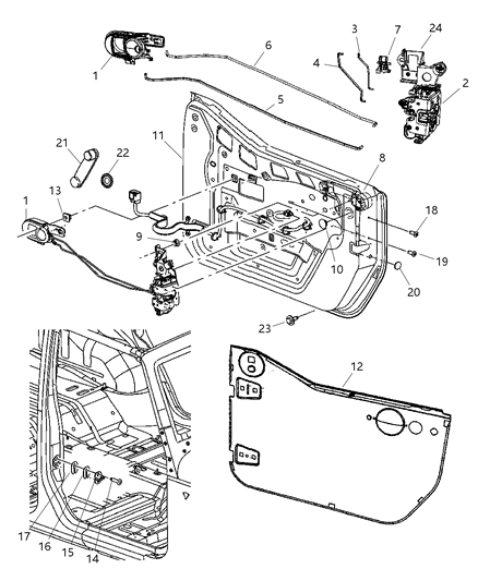 2007 Jeep Wrangler Half Front Door, Handles & Latches Diagram