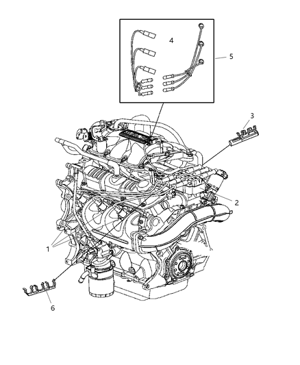 2005 Chrysler Pacifica Spark Plugs, Cables & Coils Diagram