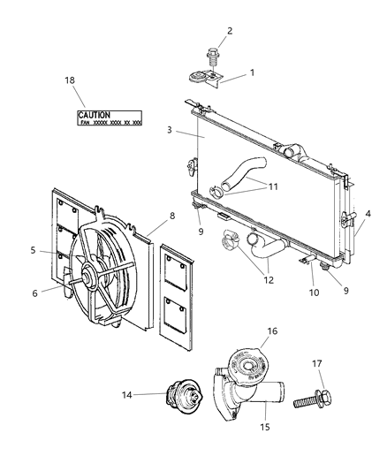 2000 Dodge Neon Radiator & Related Parts Diagram