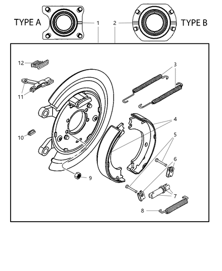 2007 Dodge Ram 1500 Parking Brake Assembly, Rear, Disc Diagram