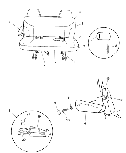 2005 Dodge Grand Caravan Cushion Cover And Pad Diagram for 1CF661D5AA