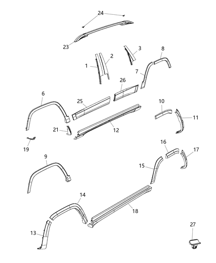 2015 Jeep Cherokee Exterior Ornamentation Diagram