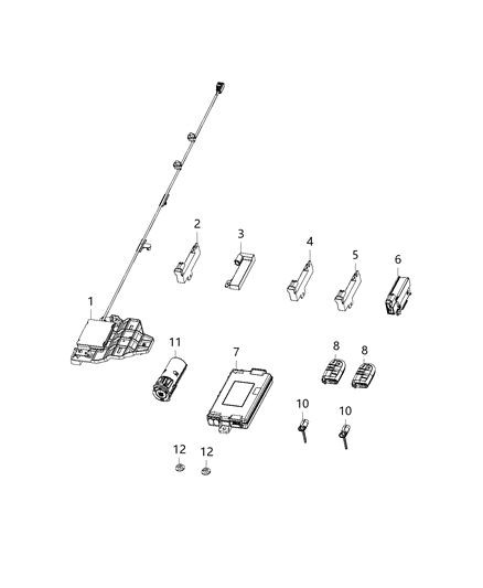 2019 Dodge Charger Module, Receivers, Keys, Key Fobs & Ignition Node Diagram 2