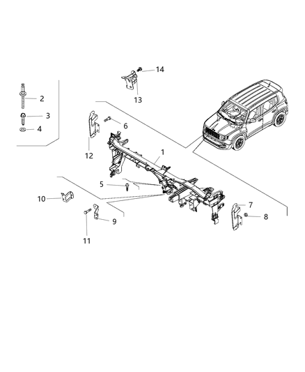 2015 Jeep Renegade Instrument Panel Structure Diagram