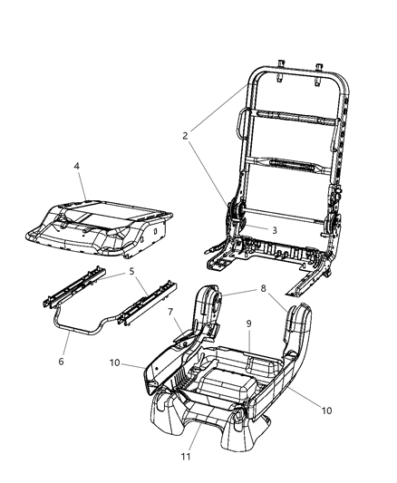 2008 Chrysler Pacifica Second Row - Adjusters, Recliners, Shields And Risers Diagram 1