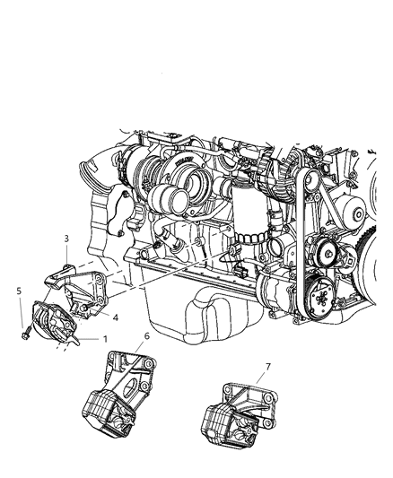 2007 Dodge Ram 3500 Bracket-Engine Mount Diagram for 52121808AC