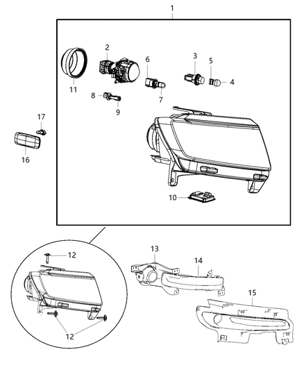 2013 Jeep Grand Cherokee Headlamp Diagram for 68086418AC