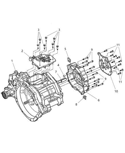 2005 Dodge Neon Case, Transaxle & Rear Cover Diagram