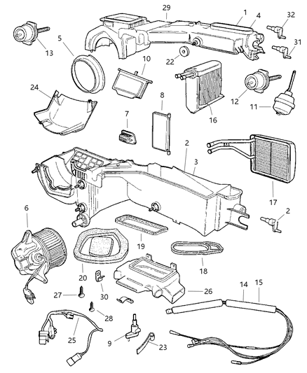 1997 Jeep Wrangler Hvac Heater Air Conditioner Temperature Blend Air Door Actuator Replacement Diagram for 4864994