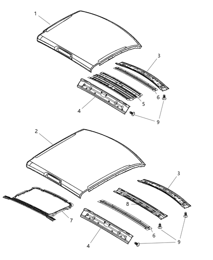 2011 Ram 3500 Pickup Roof Panel Diagram