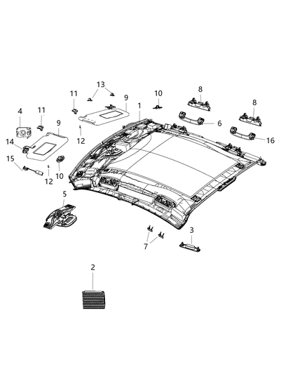 2019 Dodge Charger Support-Visor Diagram for 1RF14DX9AB