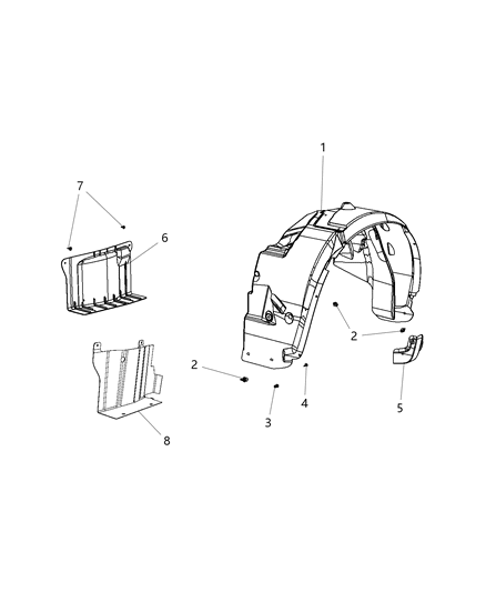 2012 Chrysler 200 Front Fender Shields Diagram