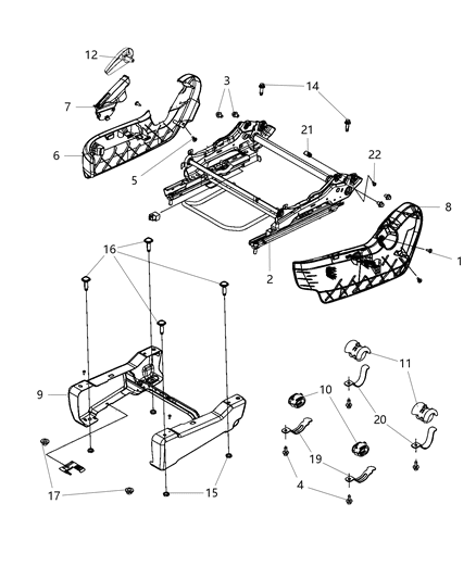 2019 Dodge Grand Caravan Adjusters, Recliners & Shields - Passenger Side - Manual Diagram