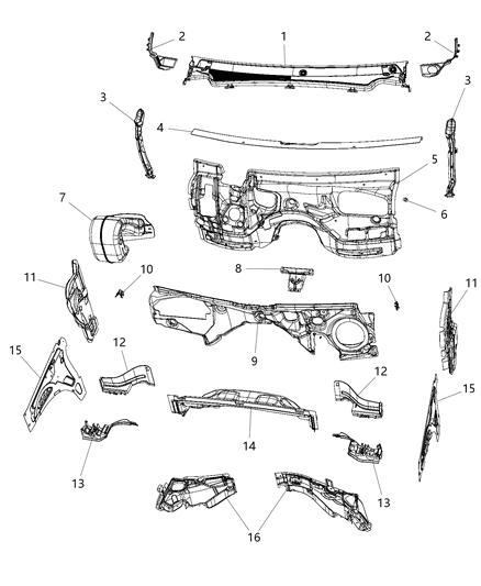 2016 Jeep Grand Cherokee Panel-COWL Side Trim Diagram for 55112952AB