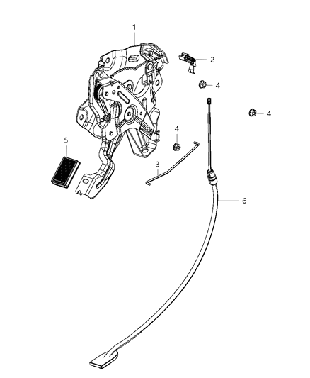 2011 Ram 5500 Park Brake Lever & Cables, Front Diagram