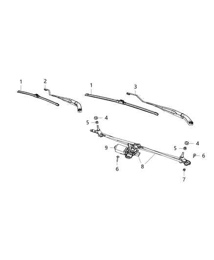 2019 Ram 1500 Blade-Front WIPER Diagram for 68339036AA