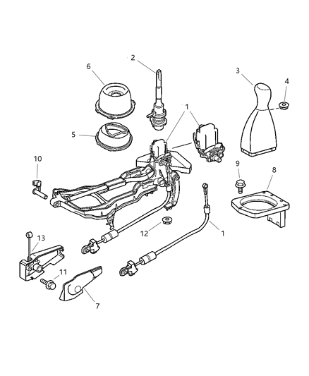 2005 Chrysler Crossfire Transmission Shifter Diagram for 5098490AA