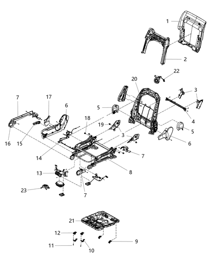 2013 Dodge Durango Panel-Front Seat Back Diagram for 1UP04BD3AC