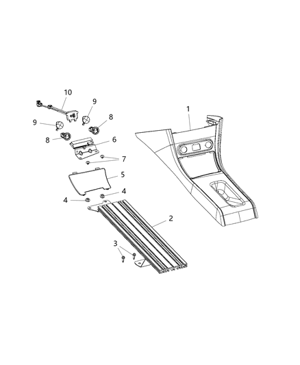2017 Dodge Charger Floor Console Front Diagram 2