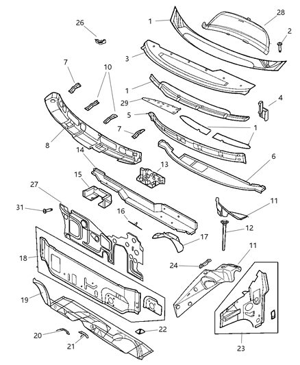 2005 Dodge Caravan Cowl Panel Diagram for 4860785AA