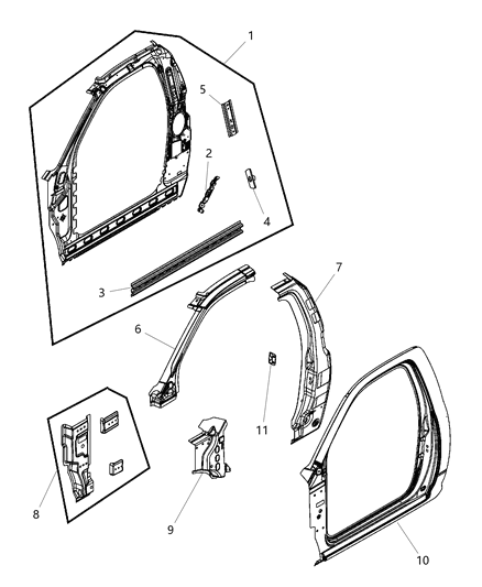 2010 Dodge Ram 1500 Panel-Body Side Aperture Outer Co Diagram for 55112468AB