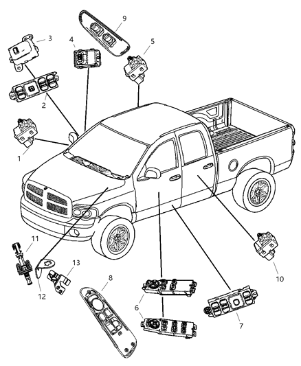 2007 Dodge Ram 3500 Switches - Body Diagram