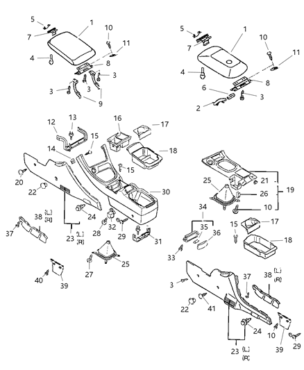 1997 Chrysler Sebring Console Floor Console Diagram for MR330438