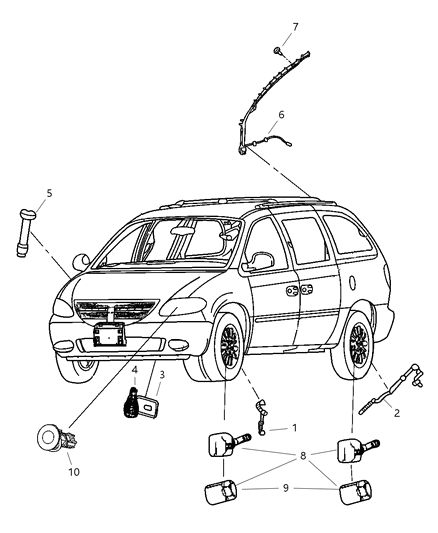 2005 Dodge Grand Caravan Sensors - Body Diagram