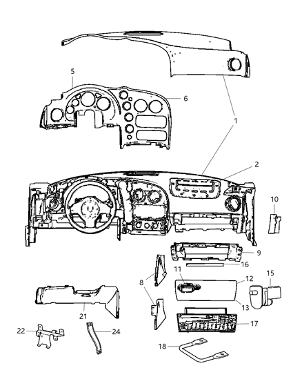 2005 Dodge Viper Panel-Instrument Diagram for XT191X9AA