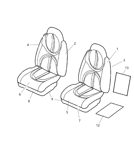 2003 Dodge Durango Front Seat Cushion Driver Cover Diagram for XB651DVAA