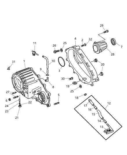 2007 Dodge Ram 3500 Pickup Case Front , Rear & Related Parts Diagram 2