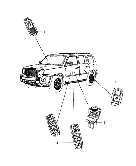 2013 Jeep Compass Switches Door & Liftgate Diagram