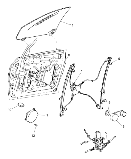 1998 Dodge Caravan Autopa Front Left + Right Power Window Regulator Kit Diagram for 4675587AB