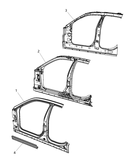 2020 Chrysler 300 Panel-Body Side Aperture Outer Diagram for 68437511AA