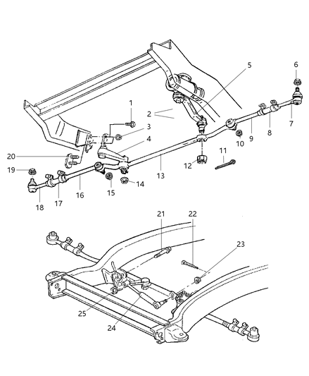 1999 Dodge Ram 2500 Quad & Club Cab Linkage, Steering Diagram 1