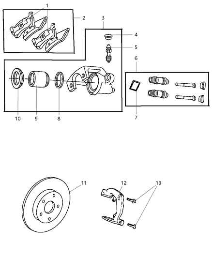 2004 Jeep Grand Cherokee Brake Rotor Diagram for 52098666