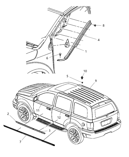 2008 Chrysler Aspen Molding-Rear Door Diagram for 55078069AB