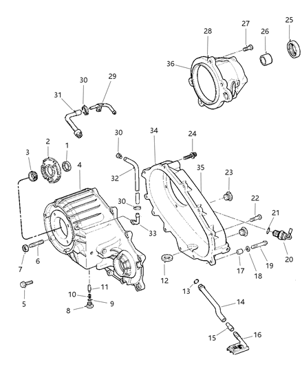 1997 Jeep Grand Cherokee Case , Extension & Miscellaneous Parts Diagram 2