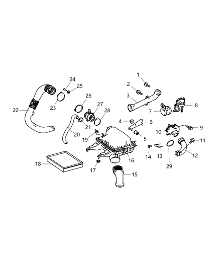 2007 Dodge Sprinter 3500 Air Cleaner Hose Diagram for 68013683AA