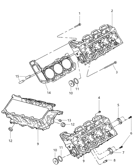 2007 Dodge Durango Cylinder Head And Cover And Mounting Diagram 2