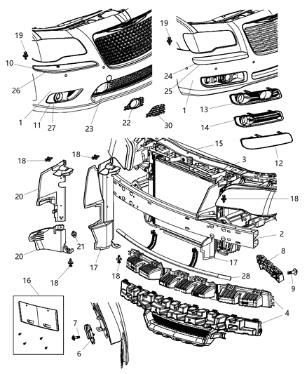 2013 Chrysler 300 Fascia, Front Diagram